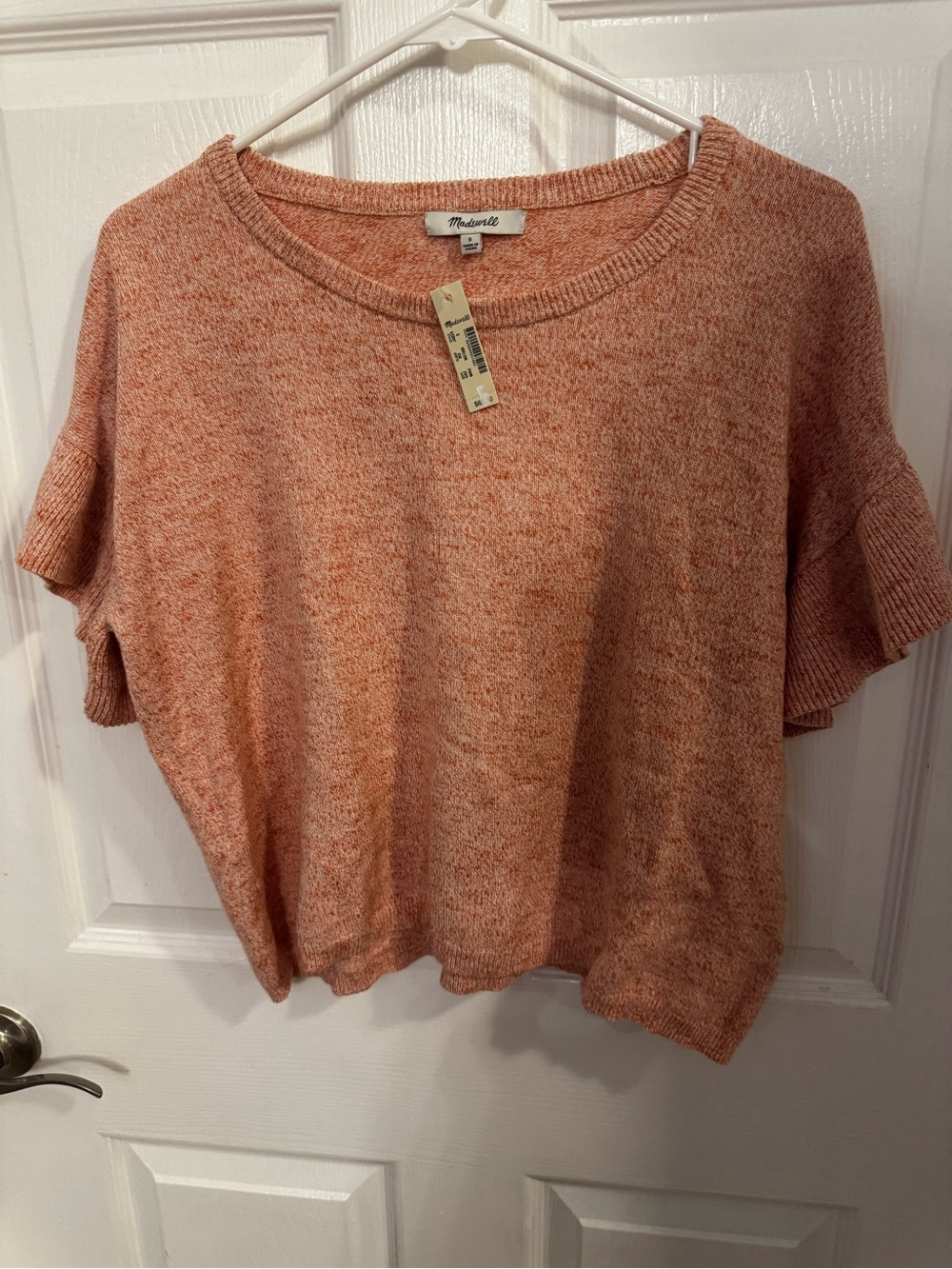 Madewell Peach Short-Sleeve Knit Sweater Top - Picture 1 of 5